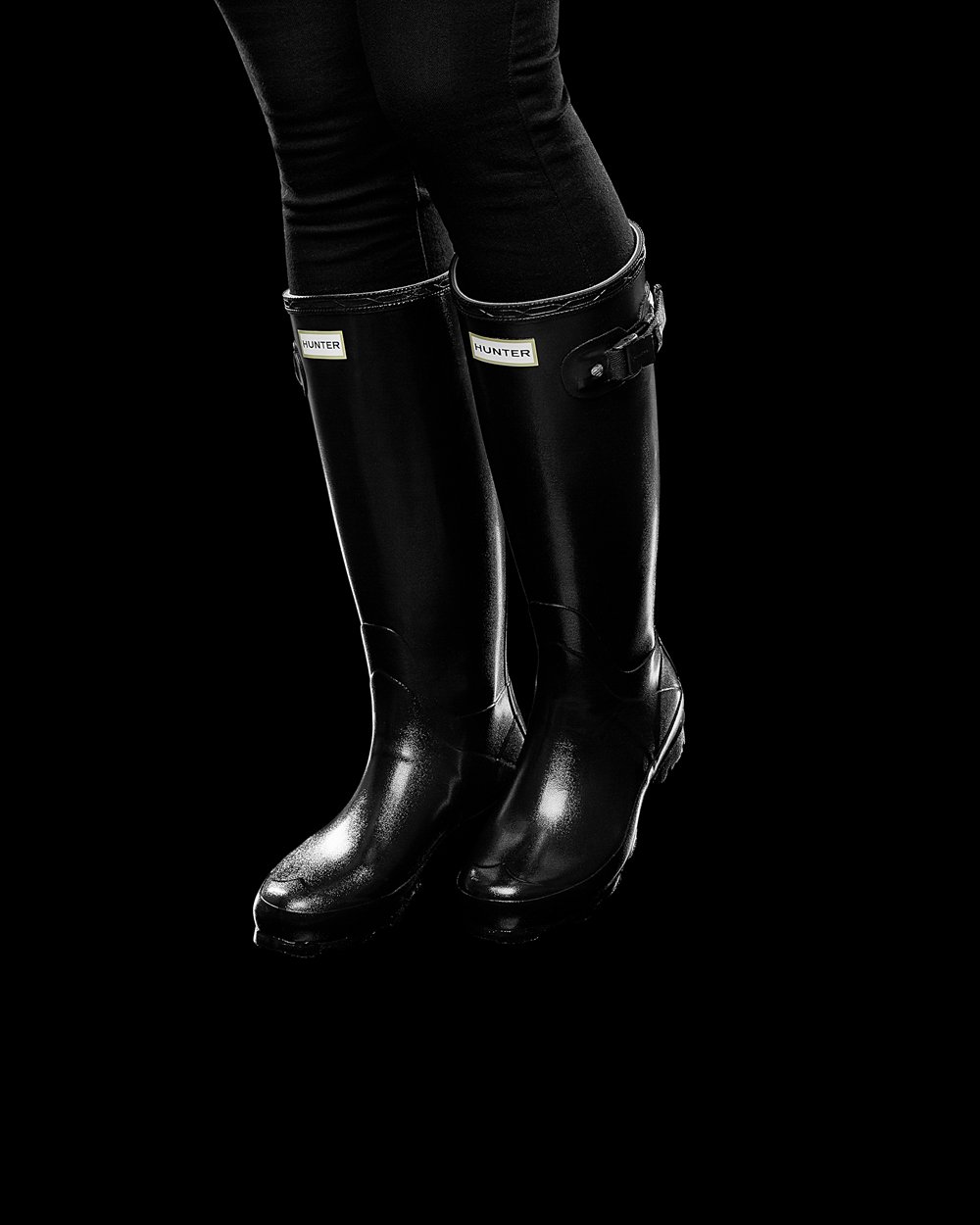 Botas De Altas Hunter Mujer Negras Norris Field Gloss 016837-ZLS